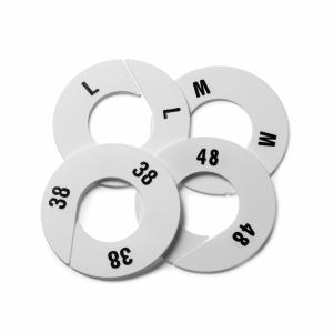 STORLEKSAVSKILJARE VIT MED SVART TRYCK