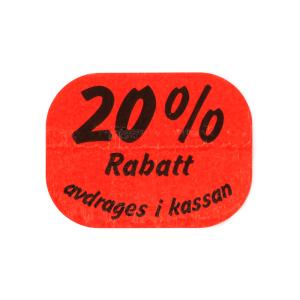 ETIKETT 35x26 MM 20% RÖD