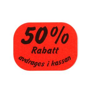 ETIKETT 35X26 MM 50% RÖD