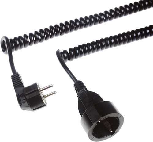 SKARVKABEL SPIRALSLADD 2,5 METER SVART