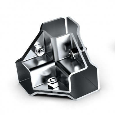 HÖRNKOPPLING 3-VÄG FÖR FYRKANTSRÖR 25X25 MM KROM