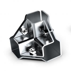 HÖRNKOPPLING 3-VÄG FÖR FYRKANTSRÖR 25X25 MM KROM