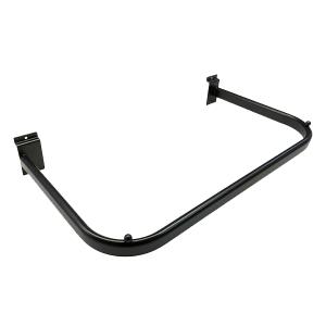 Svart konfektionsbåge till spårpanel. Gjord av plattovalrör.