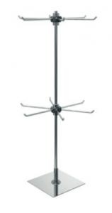 Smyckeställ i kromad metall med två spjutringar