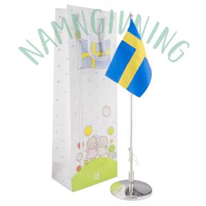 Flaggstång nysilver med namngivningsdekor