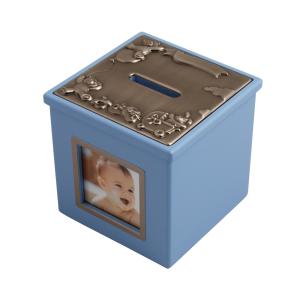 Sparbössa trä blå gravyrbar