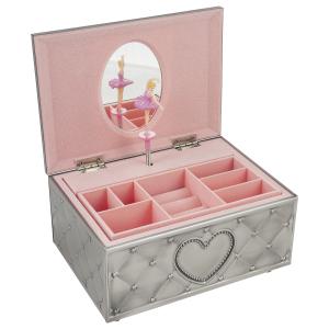 Smyckeskrin med Speldosa,rosa inredning 18X13cm tennfinish