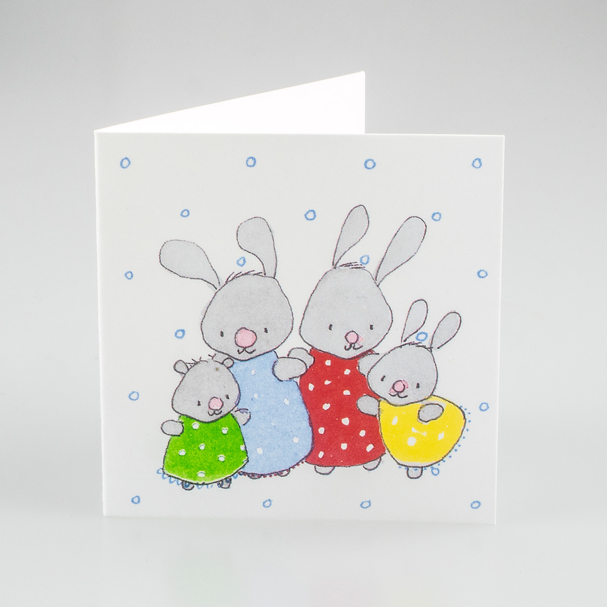 Gratulationskort Kaninfamiljsmotiv