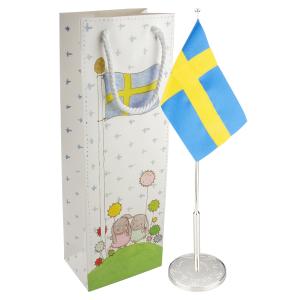 Flaggstång nysilver med dopdekor 40 cm