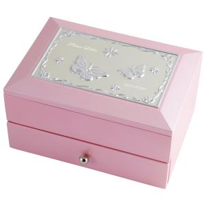 Smyckeskrin rosa 2 våningar gravyrbar