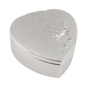 Smyckeskrin hjärta med enhörningsdekor gravyrbar