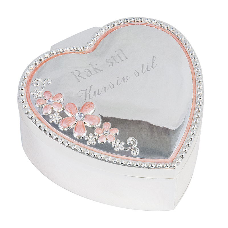 Smyckeskrin Hjärta nysilver med blommor