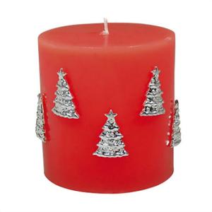 Ljusdekorationer för blockljus silver-julgranar