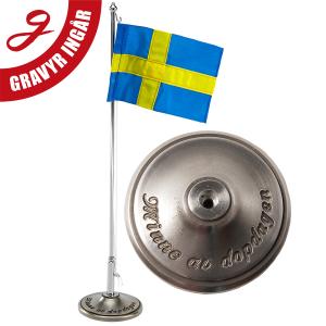 Dopflagga med svensk flagga fri gravyr