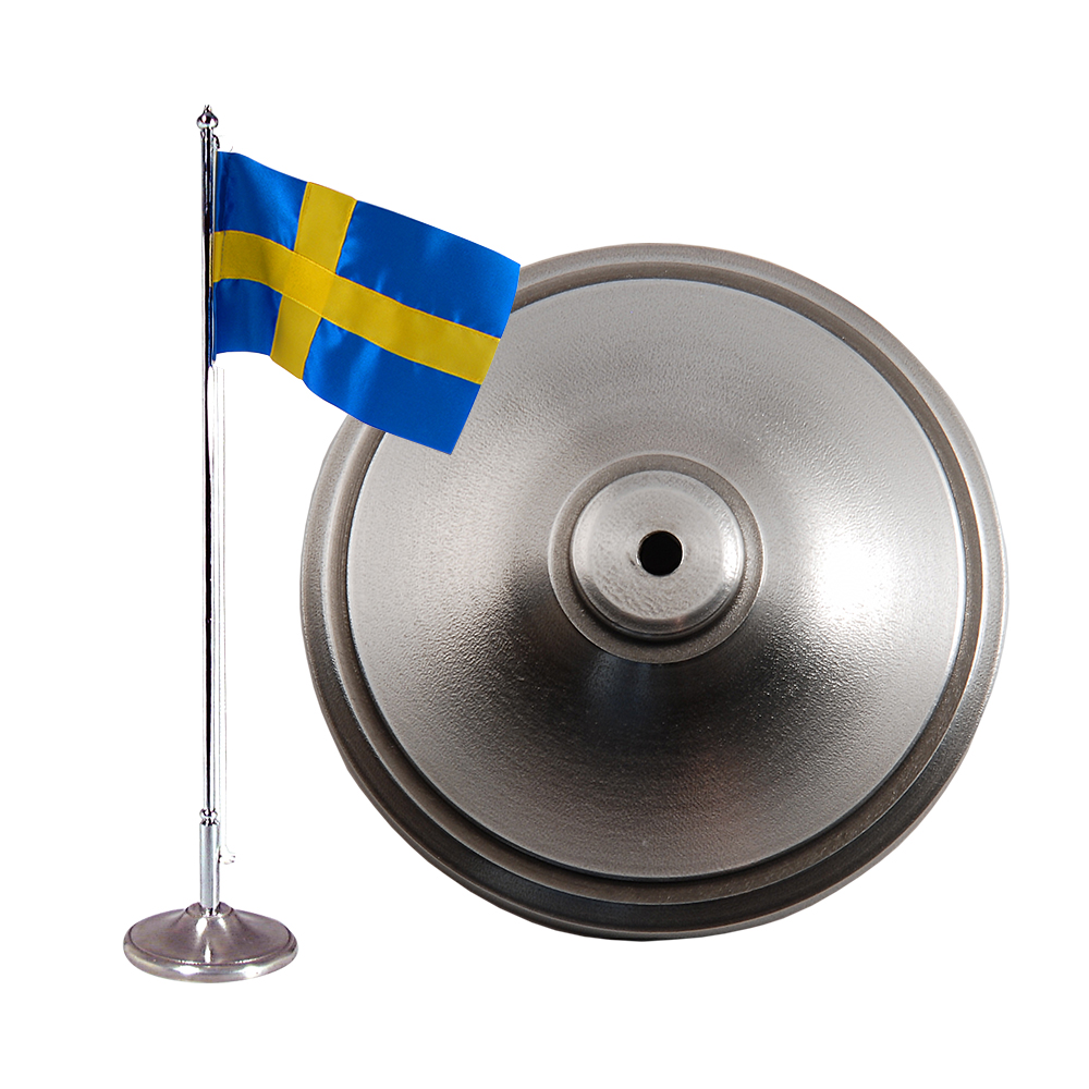 Flaggstång med flagga tenn slät gravyrbar