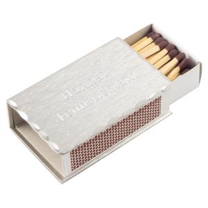 Tändsticksasketui i tenn gravyrbar