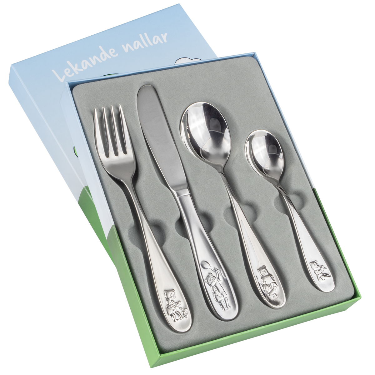 Barnbestik rostfritt stål 4-delar gravyrbar