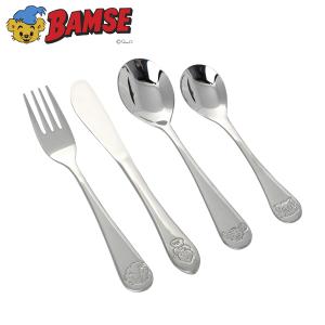 Barnbestick Bamse 4-del rostfritt gravyrbar