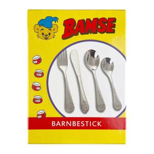 Barnbestick 4-delar Bamse rostfritt gravyrbar