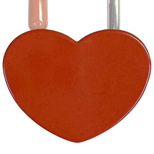 Hänglås röd hjärtformat gravyrbar