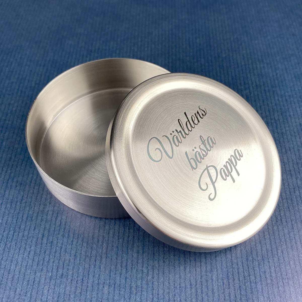 Snusdosa stål gravyrbar