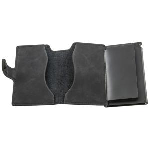 DUS Plus Vegan svart Pop-up korthållare med knapplås