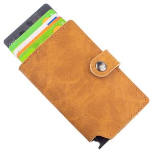 DUS Plus Vegan brun Pop-up korthållare med knapplås