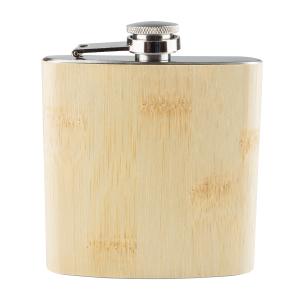 Fickplunta i rostfritt stål med bambutextur 175ml 12X9X2CM