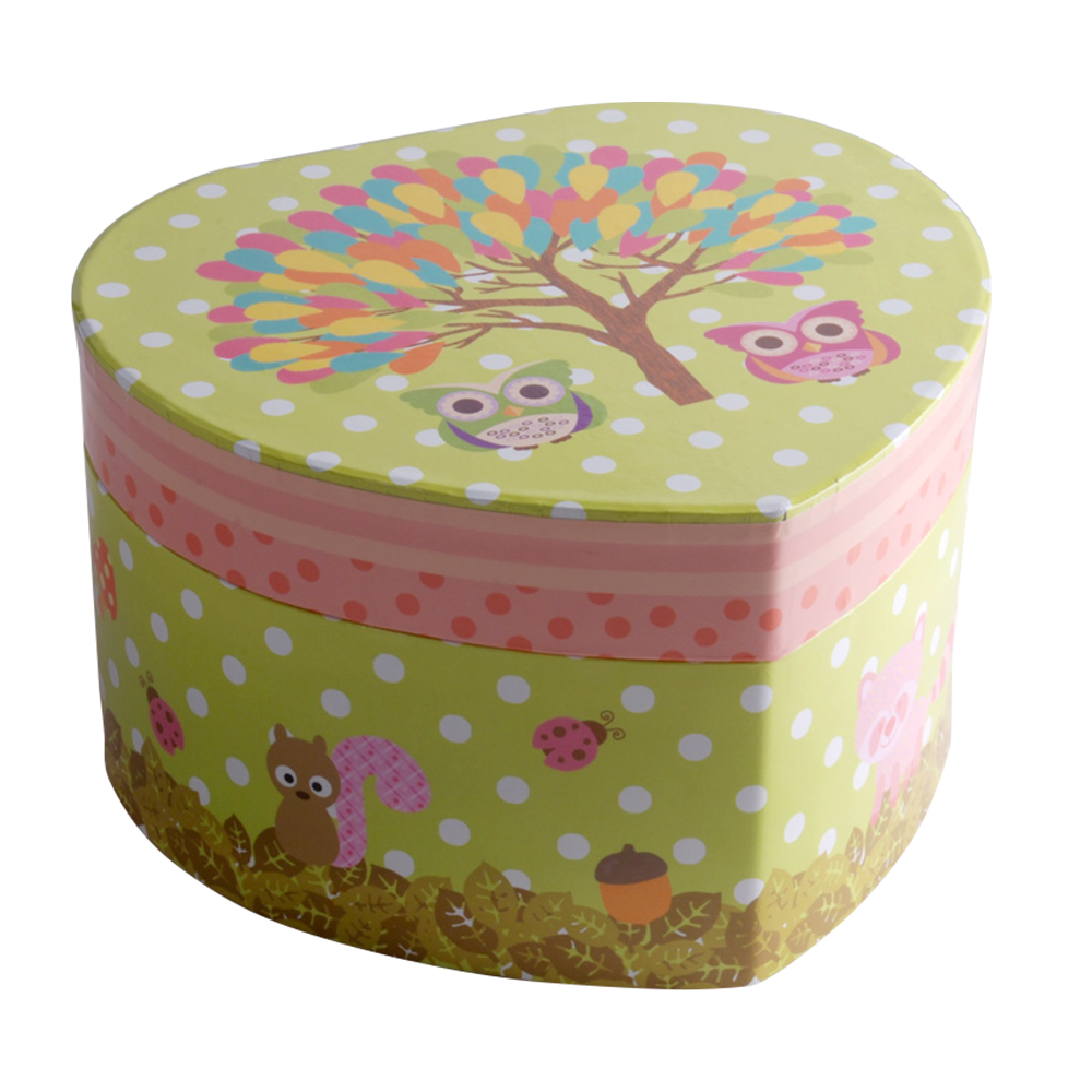 Smyckeskrin med speldosa kartong uggledekor