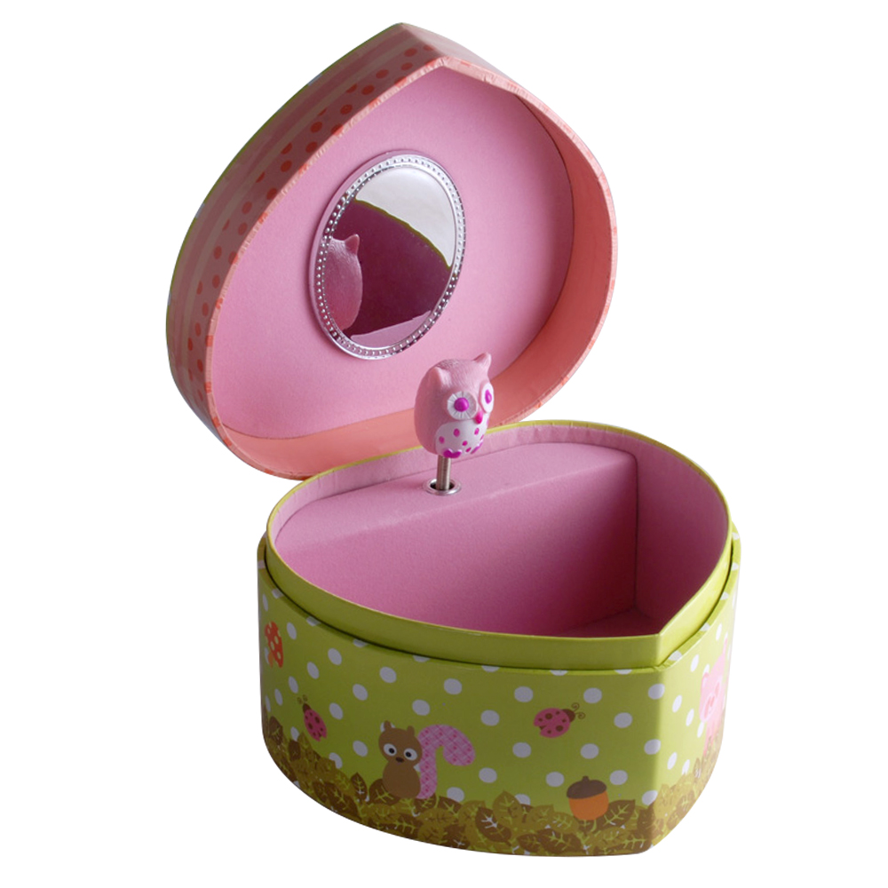 Smyckeskrin Hjärta Uggla speldosa