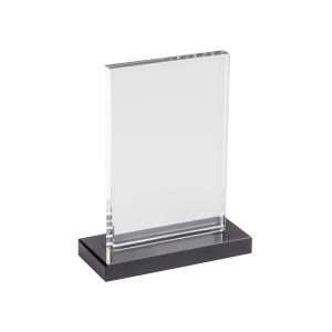 Glasplakett rektangulär svart fot klart glas