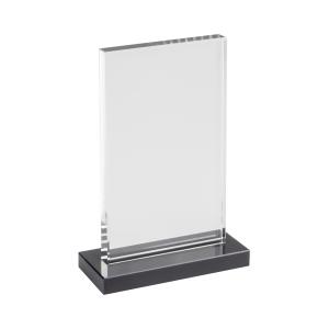 Glasplakett rektangulär svart fot klart glas