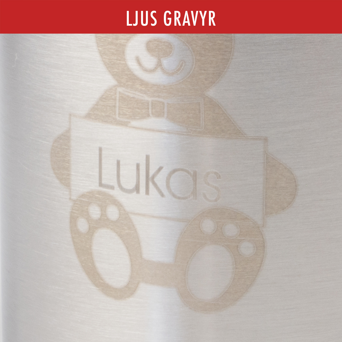 Ljus garvyr med nallemotiv