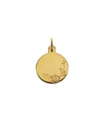 Gravyrbricka 13mm rondell med blommor 18K