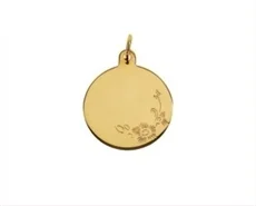 Gravyrbricka 16mm rondell med blomma 18K