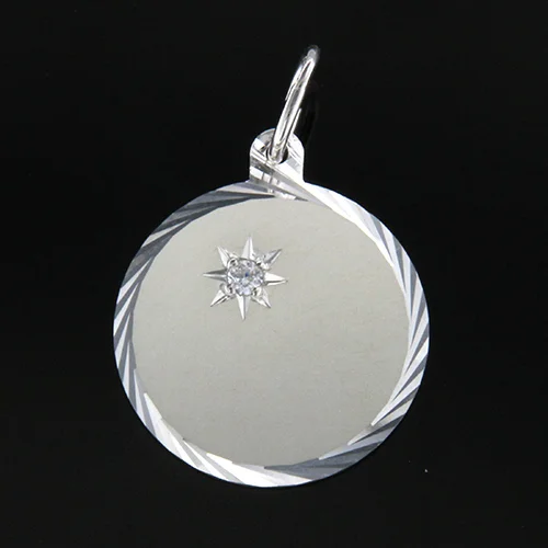 Gravyrbricka 18mm rondell facetterad med cz Silver