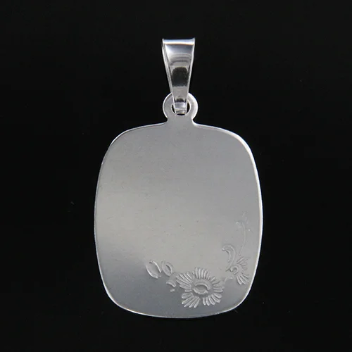 Gravyrbricka 18x15mm blommor Silver
