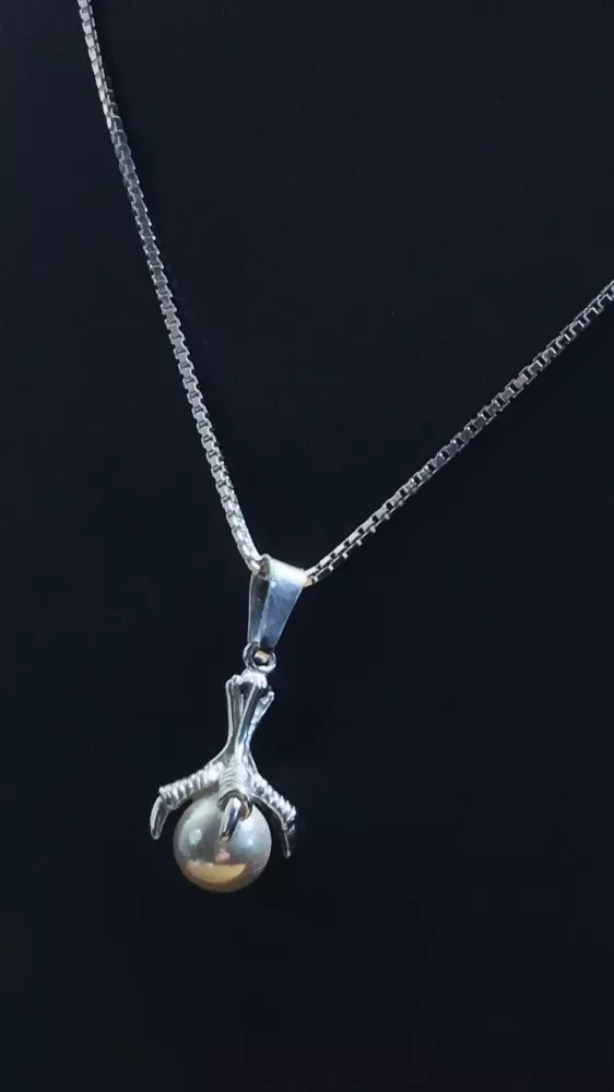 Fågelklo med pärla silver 9250041H