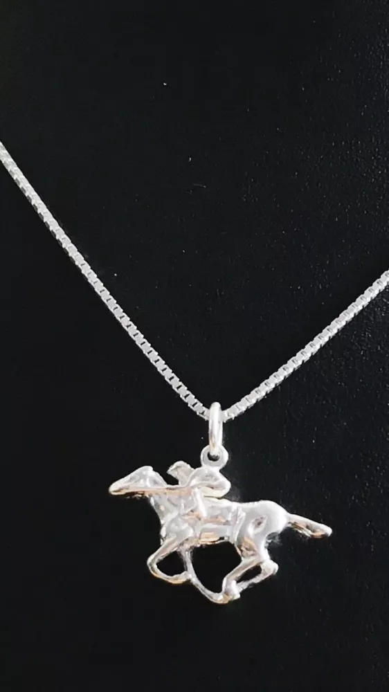 Galopphäst med ryttare silver 9250318H