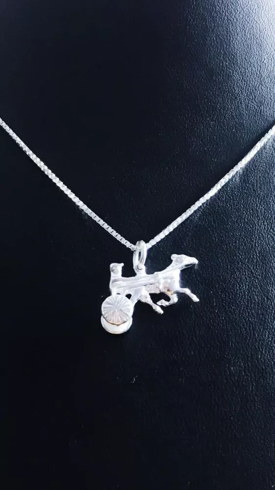 Travhäst med sulky silver 9250336H