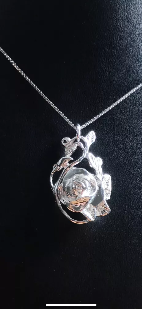 Ros med blad silver 9251660H
