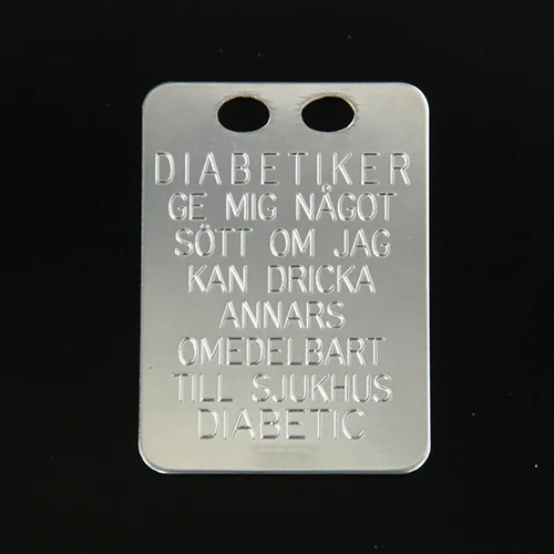 Diabetesbricka 19x27mm Silver