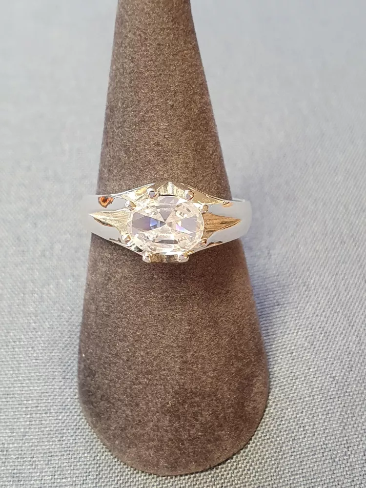 Silverring m oval cz sten 9250112R