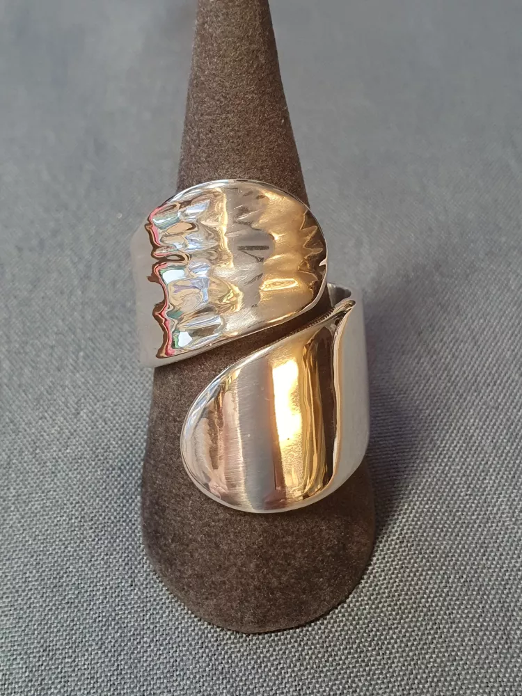Silverring skrovlig/blank 9250713R