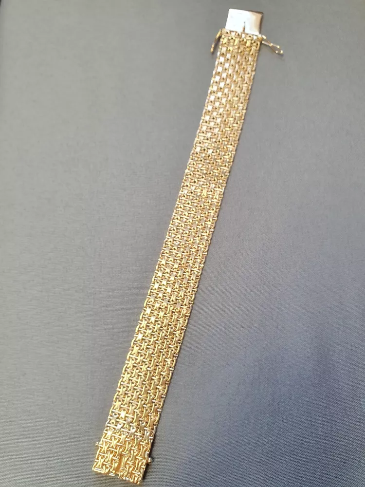 X-länk armband med stav, 6-radigt 19,5cm 46,1gr 18K