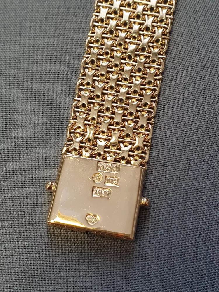 X-länk armband med stav, 6-radigt 19,5cm 46,1gr 18K