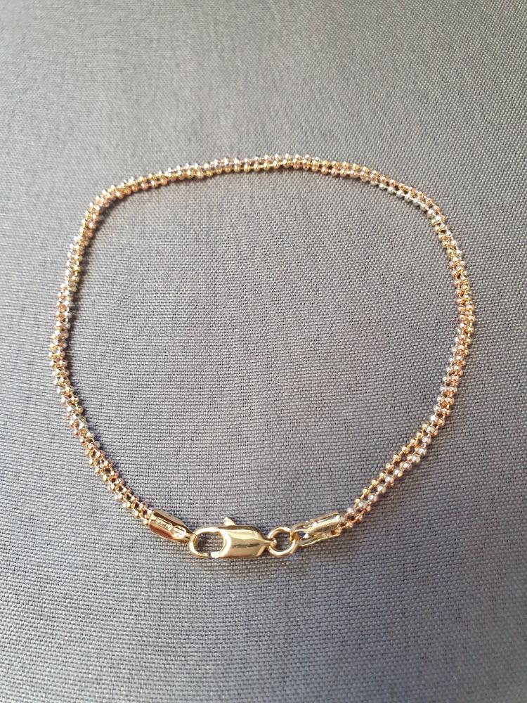 Trefärgat armband 18,5cm 3,7gr 18K