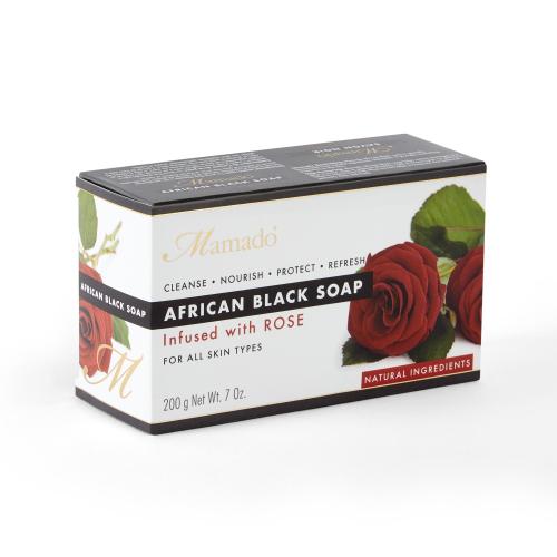 Mamado African Black Soap With Rose 200g