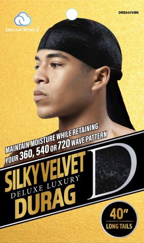 Dream World M-Durag Smooth & Thick Velvet Long Tails Black