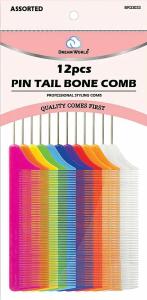 Dream World Pin Tail Bone Comb Assorted 12pcs